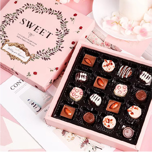 Premium Cardboard Black Uv Coating Drawer Window Candy Sweet Boxes With Tray <strong>Merci</strong> Souvenirs <strong>Chocolate</strong> Valentine Gift Box - Product Image 1
