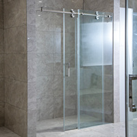 Porte de douche coulissante sans cadre en verre trempé, acier inoxydable 304, grandes roulettes, cabine de douche sur mesure pour hôtel