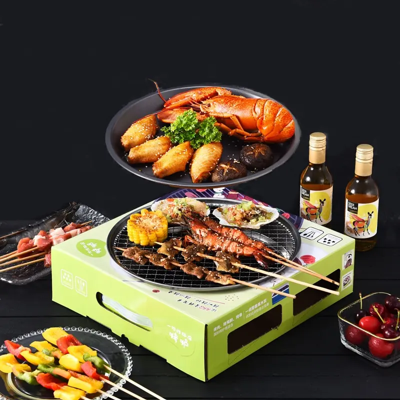 Wholesale disposable grill Skewers Takeaway portable charcoal grills Outdoor picnic small buffet barbecue plates