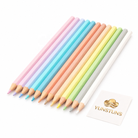 Crayons de couleur pastel doux, 12 couleurs macaron, à base d'huile, effaçables, corps en bois, seau de rangement transparent pour l'art créatif des enfants