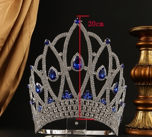 <span class=keywords><strong>Couronne</strong></span> <span class=keywords><strong>de</strong></span> reine en <span class=keywords><strong>cuivre</strong></span> avec bande incurvée <span class=keywords><strong>de</strong></span> 20 cm <span class=keywords><strong>de</strong></span> haut, ornée <span class=keywords><strong>de</strong></span> strass et <span class=keywords><strong>de</strong></span> cristaux bleus, pour femmes, mariage, bal <span class=keywords><strong>de</strong></span> promo, anniversaire - Product Image 2