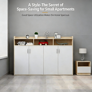 Nouveau <span class=keywords><strong>lit</strong></span> mural Murphy vertical pliable et rotatif en bois, gain de place, avec mécanisme de pliage caché, avec bibliothèque et bureau - Product Image 3