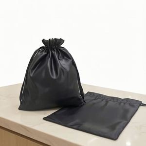 Sac à cordon personnalisé avec logo, beige, en satin, pour emballage cadeau, pochette pour parfum, vêtements, chaussures, sac anti-poussière - Product Image 4