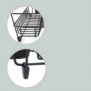 Black Metal Dish Drying Rack <b>With</b> <b>Utensil</b> <b>Holder</b> And Drainboard For Kitchen Counter - Product Image 4