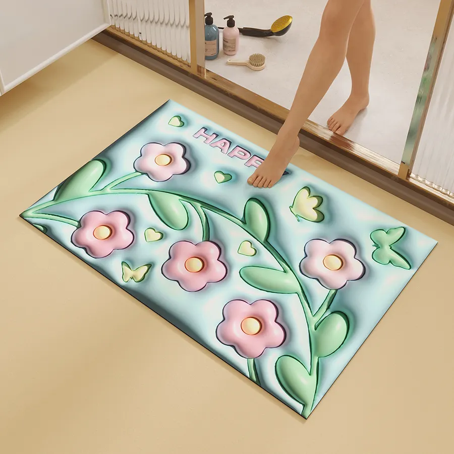 뜨거운 맞춤형 디자인 아이들이 좋아하는 미끄럼 방지 만화 3D 꽃 목욕 매트 어린이 목욕 매트 미끄럼 방지 목욕 샤워 매트