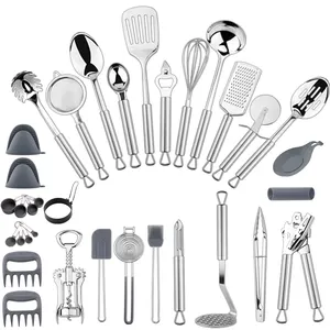 34 قطعة مجموعة أدوات المطبخ المنزلية الفولاذ المقاوم للصدأ كله