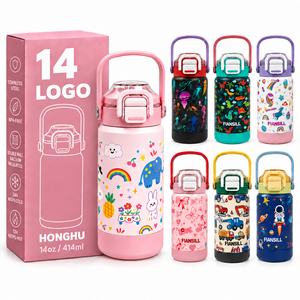 Borraccia Termica per Bambini con Cannuccia e Manico, in Acciaio Inossidabile 304, Stampa Cartoon, Thermos per Scuola, Viaggi e Attività all'Aperto - Product Image 1