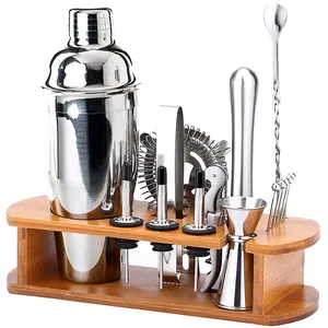 Cocktail Shaker Set 16 Pieces Premium Stainless Steel Barware Kit With Stand Cocktail Shaker Set