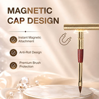 Nouveau Pinceau à Ongles Magnétique 100% Kolinsky 2026, Personnalisable avec Étiquette Privée, Manche Métallique Portable Doré, pour Acrylique # 2/4/6