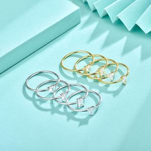 Anel de Promessa LIMING de Luxo Clássico com Design de Joias Finas, Zircônia, Moda, Casamento, Coração, Triângulo, Retângulo, Corte Esmeralda para Mulheres - Product Image 5