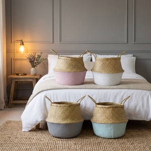 Panier de rangement pliable en jonc de mer tressé style bohème pour linge et jouets décoratifs - Product Image 3