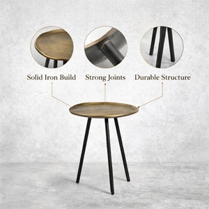 Mesa de Centro de Metal Hecha a Mano de Lujo con Tapa de Metal Dorado, Diseño Moderno para Sala de Estar - Product Image 5