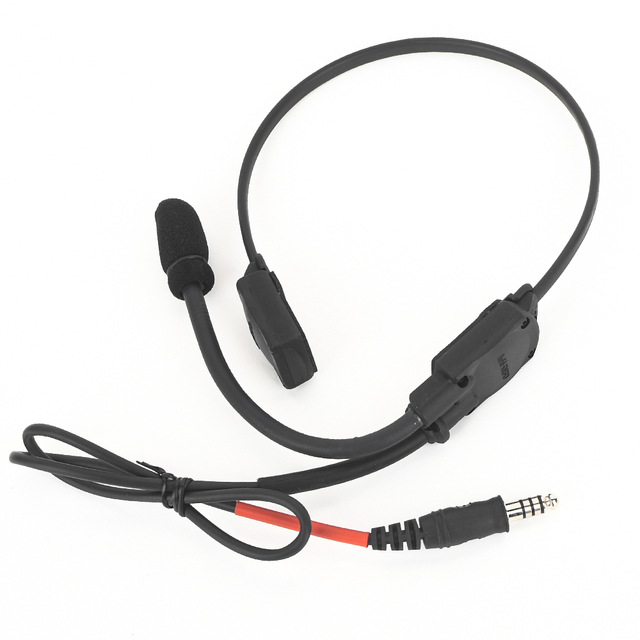 WASDN WMH180-V Bone Conduction Tactical Headset IPX4 Waterproof Helmet-Friendly Design BK Color Wired 570mm Cord 7.0mm Sports