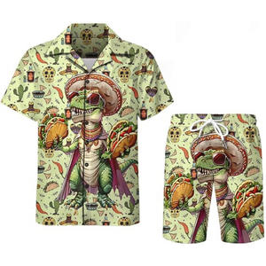 Conjunto de pantalones cortos de playa con estampado <span class=keywords><strong>3D</strong></span> para hombre de estilo americano europeo Camiseta de manga corta minimalista Nuevo diseño de punto informal para <span class=keywords><strong>Amazon</strong></span> - Product Image 4