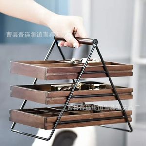 Support de rangement à bijoux en bois multi-niveaux, organisateur de bureau coulissant à 3 niveaux pour boucles d'oreilles, colliers et montres - Product Image 1