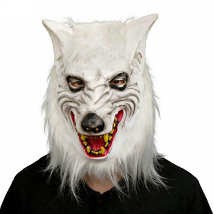 Masque de <span class=keywords><strong>loup</strong></span> <span class=keywords><strong>blanc</strong></span> en fourrure, costume en vinyle PVC souple, design intégral pour le visage, avec gants en forme de pattes de <span class=keywords><strong>loup</strong></span> pour Halloween et cosplay - Product Image 5