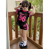 Ensemble deux pièces en soie de lait pour enfants, t-shirt et short, imprimé lettres, tenue de sport pour filles, vente en gros