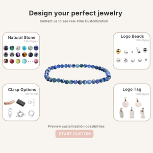Bracelet de perles de pierre de naissance rondes à facettes, perles de pierre naturelle de 4 mm, personnalisable, vente en gros, petites entreprises, commandes en gros pour la revente - Product Image 4
