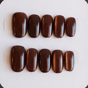 Brown Matte Press on <b>Nails</b> Set Vegan Non Toxic Long Lasting Fake <b>Nail</b> <b>Extensions</b> for Salon and DIY - Product Image 4