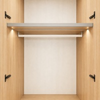 Armoire de luxe en cuir PU texturé et microfibre avec cadre de lit en aluminium et six portes en tissu et cuir 3-en-1