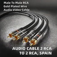 Câble audio RCA mâle-mâle plaqué or 2X, connecteurs RCA mâle-mâle plaqués or, provenance Chine