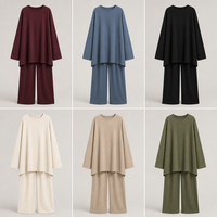 Ensemble 2 pièces OEM musulman pour femme : Tunique ample et pantalon large, tenue de détente couvrante, marque privée, vente en gros personnalisée