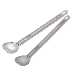 Cuillère de Camping en Titane Pur Ultra-Léger Écologique Portable Réutilisable Couverts 215mm pour Camping en Plein Air Randonnée Randonnée - Product Image 1