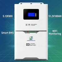 Batterie LiFePO4 51,2V 100Ah (5,12 kWh) à cellules séparées, 100A continu, 6000 cycles, BMS, murale pour systèmes UPS/solaire