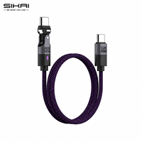 Câble USB-C tressé SIKAI pour iPhone, 240W, 5A, charge rapide, avec E-Marker, simple 540 °   Connecteur rotatif 480 Mbps