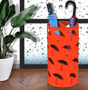 Portachiavi Moderno in Ferro <span class=keywords><strong>Arancione</strong></span> con Tracolla, Portafoto e <span class=keywords><strong>Portaombrelli</strong></span> con Serratura per Ingresso Casa - Product Image 4