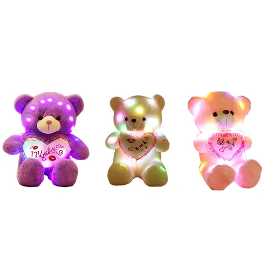 Kids light up toys flah light led sweetheart teddy bear i love you customized stuffed toy
