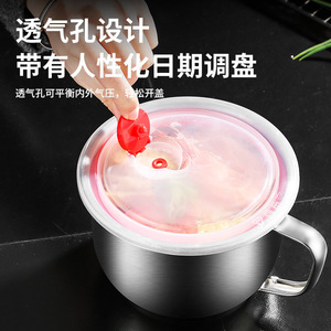 Stainless Steel Instant Noodle Cup With Lid <b>Large</b> Capacity Multi-purpose Fast Food Bowl For Student Use - Product Image 3