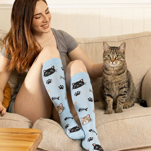 Calcetines <span class=keywords><strong>de</strong></span> Compresión hasta <span class=keywords><strong>la</strong></span> Rodilla con Estampado <span class=keywords><strong>de</strong></span> Gatitos, Diseño Lindo, Soporte para Enfermeras, Correr, Rendimiento Atlético, Regalo para Mujeres - Product Image 1
