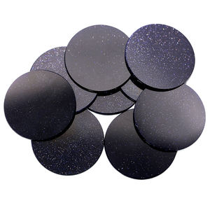 Piedras preciosas sintéticas de arena dorada azul, vidrio plano doble redondo, azul para la fabricación de joyas - Product Image 3