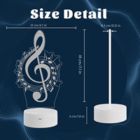 Lampe de nuit à note de musique 3D, lampe à illusion optique LED, 16 couleurs avec télécommande, cadeaux pour les amateurs de musique