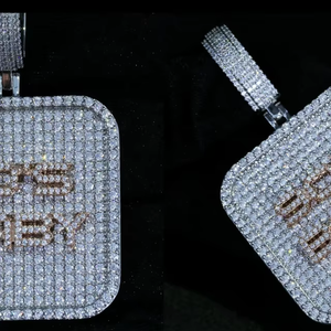 Colgante de Lujo Hip Hop con Moissanita, Cadena de Plata de Ley 925 Bañada en Oro Rosa con Diamantes, Joyería Elegante y Distintiva, Regalo para Hombre - Product Image 1