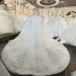 Vestido de Novia de Lujo, Elegante, Corte Sirena/Trompeta, Organza, Cola de Capilla, Escote en V, Espalda Descubierta, Largo hasta el Suelo, Apliques Bordados, LSML003 - Product Image 2