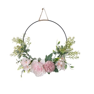 Mur de fleurs artificielles semi-circulaire CallaFloral, roses et camélias suspendus, décoration de mariage, en tissu sur treillis métallique en plastique - Product Image 5