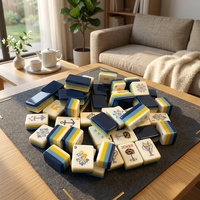 Jeu de Mahjong américain en acrylique bleu lac sur le thème du capitaine nautique pour les cadeaux de Noël et les interactions sociales