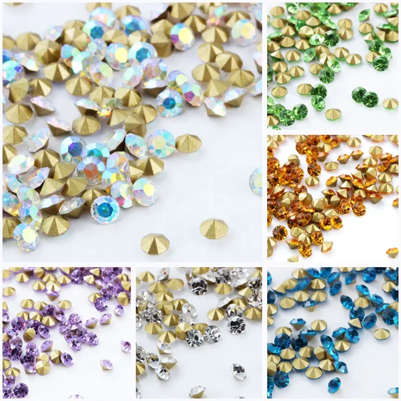 Grosir Lebih dari 30 Warna Bulat Pointback Kristal Rhinestones Longgar Kaca Strass Chaton Batu untuk Nail Art Berlian Imitasi