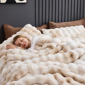 Nữ Hoàng Kích thước thỏ Fluff Faux lông Duvet cover Set Tie-Dye màu xám trắng sang trọng bộ đồ giường 2 gối shams dây kéo đóng cửa Fluffy <span class=keywords><strong>Comforter</strong></span> - Product Image 4