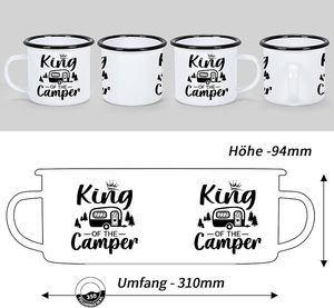 King of the Camper Taza de esmalte 350ml Regalos para acampar Accesorios para caravanas y regalos de tazas para <span class=keywords><strong>novio</strong></span> con eslogan - Product Image 5