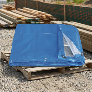 Bâche en polyéthylène robuste Fervi 4x5m 2,81kg Anellato (à anneaux) Bordato (côtelée) Bicolore Gris-Bleu - Product Image 2