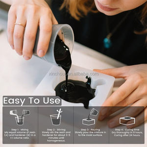 Résine époxy noire 32OZ avec fleurs séchées Kit époxy noir opaque sans bulles mélange 1:1 auto-nivelant pour la fabrication de bijoux - Product Image 5