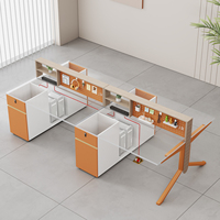 Poste de travail de bureau pour personnel, combinaison bureau et chaise avec 2 tiroirs, bureau pour 6 personnes