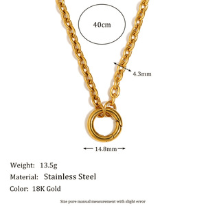도매 신상 케이블 체인 스프링 버클 18K 금도금 스테인리스 스틸 목걸이 (기념일/약혼용) - Product Image 2