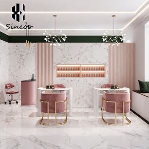 Mesa de Manicura de Alta Calidad para Salón, con Estructura Metálica de Lujo, Silla Individual, Doble o Triple, para Manicuristas - Product Image 2