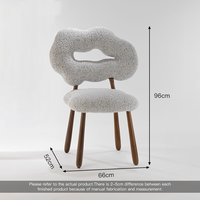 Chaise de salle à manger à pied en bois en tissu Teddy à la mode, chic et doux, chaise de canapé et chaise de maquillage, adaptée aux cafés, à la chambre