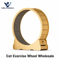 Roue d'exercice pour chat en bois, tapis de course silencieux, jouet d'intérieur, surface en tapis, 5 tailles, 81-103 cm