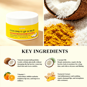 สครับขัดริมฝีปากผสมน้ำมันมะพร้าวธรรมชาติ, บำรุงริมฝีปากให้ชุ่มชื้นและผลัดเซลล์ผิว, น้ำตาลขัดผิวอย่างอ่อนโยนสำหรับริมฝีปากแห้ง - Product Image 3